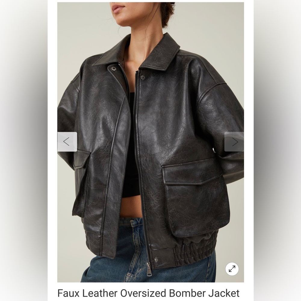 ISO Cotton On Faux Leather Oversized Bomber
